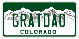 GRATDAO license plate in Colorado
