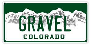 GRAVEL  license plate in CO
