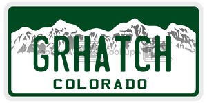 GRHATCH license plate in Colorado