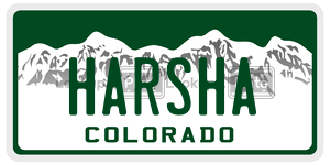 HARSHA  license plate in CO