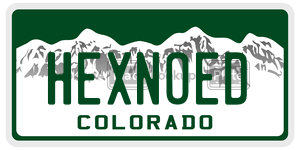 HEXNOED license plate in Colorado