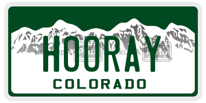 HOORAY  license plate in CO