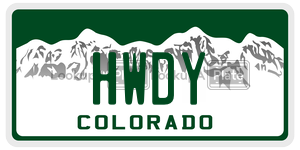 HWDY  license plate in CO