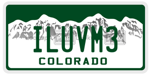 ILUVM3 license plate in Colorado