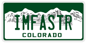 IMFASTR license plate in Colorado