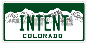 INTENT  license plate in CO