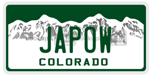 JAPOW  license plate in CO