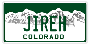 JIREH  license plate in CO