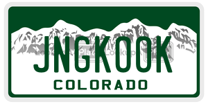 JNGKOOK license plate in Colorado