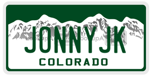JONNYJK  license plate in CO