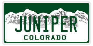 JUNIPER license plate in Colorado