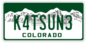 K4TSUN3 license plate in Colorado