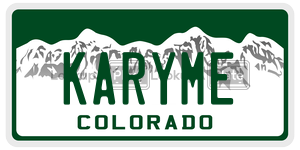 KARYME  license plate in CO