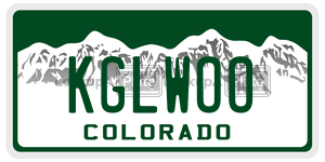 KGLWOO  license plate in CO