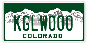 KGLWOOO  license plate in CO