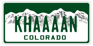 KHAAAAN  license plate in CO