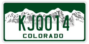 KJQ014  license plate in CO