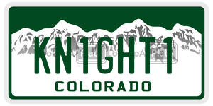 KN1GHT1  license plate in CO