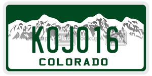 KOJ016 license plate in Colorado