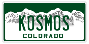 KOSMOS license plate in Colorado