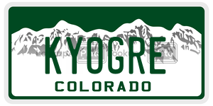KYOGRE  license plate in CO