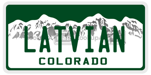 LATVIAN  license plate in CO