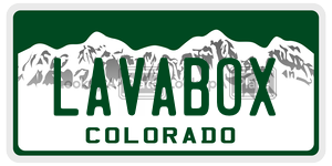 LAVABOX license plate in Colorado