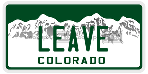 LEAVE  license plate in CO