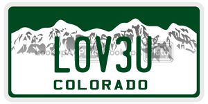 LOV3U  license plate in CO