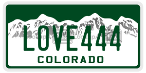 LOVE444 license plate in Colorado
