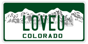 LOVEU license plate in Colorado