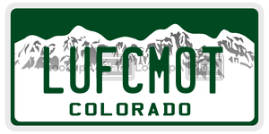 LUFCMOT  license plate in CO