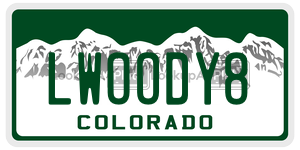 LWOODY8  license plate in CO