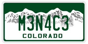 M3N4C3 license plate in Colorado