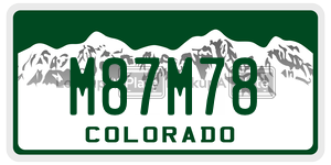 M87M78  license plate in CO