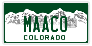 MAACO license plate in Colorado