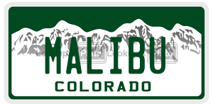 MALIBU license plate in Colorado