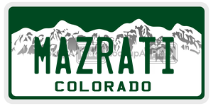 MAZRATI  license plate in CO