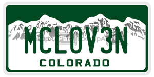 MCLOV3N license plate in Colorado