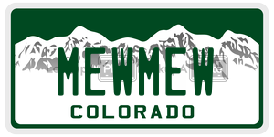 MEWMEW license plate in Colorado