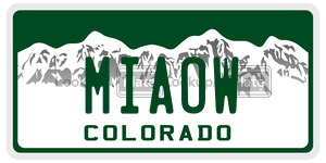 MIAOW license plate in Colorado