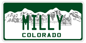 MILLY license plate in Colorado