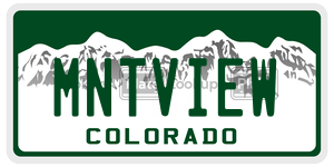 MNTVIEW  license plate in CO