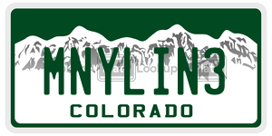 MNYLIN3  license plate in CO