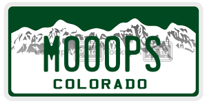 MOOOPS  license plate in CO