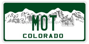 MOT  license plate in CO