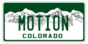 MOTION  license plate in CO