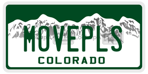 MOVEPLS license plate in Colorado