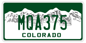 MQA375  license plate in CO