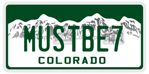 MUSTBE7  license plate in CO